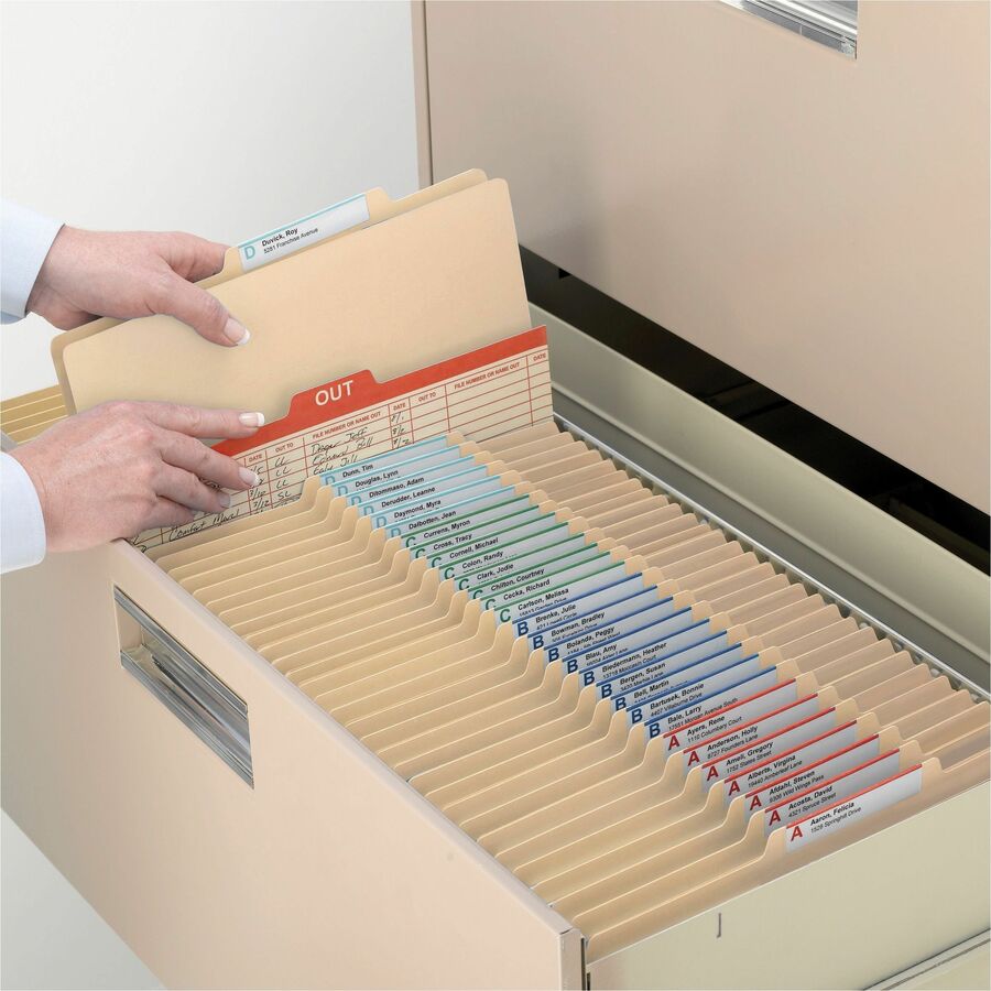 Smead 2/5 Tab Cut Letter Recycled Classification Folder, 8.5" x 11", 2" Expansion, 2 Fasteners, 1 Divider, Manila, Reinforced Tab, 18 pt., 2 Plys, 10/Box