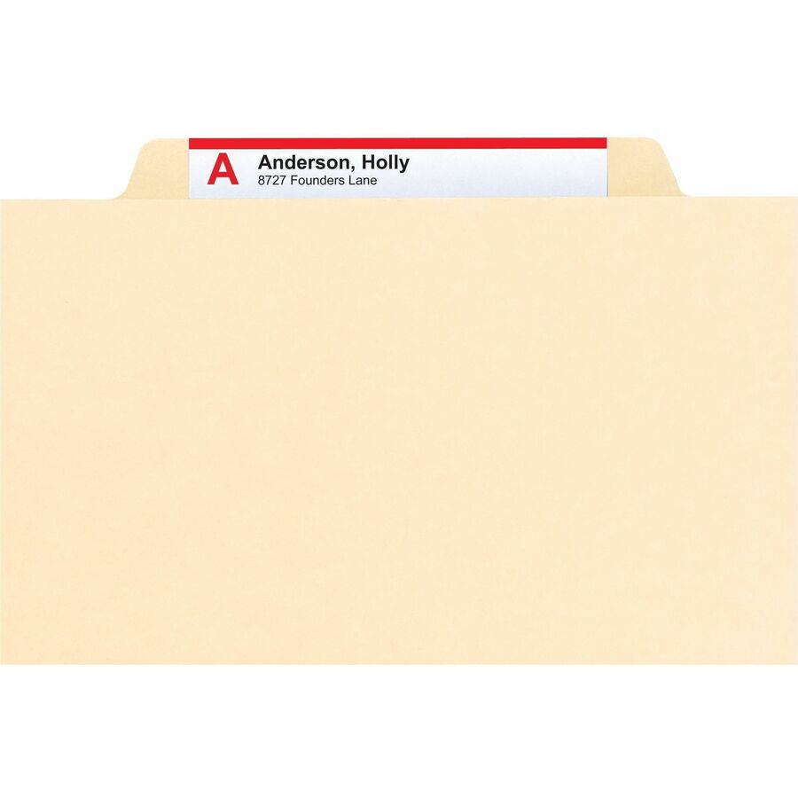 Smead 2/5 Tab Cut Letter Recycled Classification Folder, 8.5" x 11", 2" Expansion, 2 Fasteners, 1 Divider, Manila, Reinforced Tab, 18 pt., 2 Plys, 10/Box