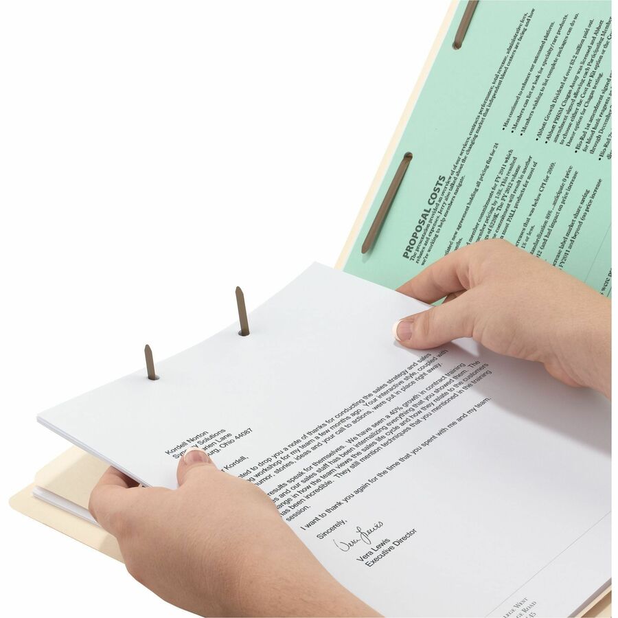 Smead 2/5 Tab Cut Letter Recycled Classification Folder, 8.5" x 11", 2" Expansion, 2 Fasteners, 1 Divider, Manila, Reinforced Tab, 18 pt., 2 Plys, 10/Box