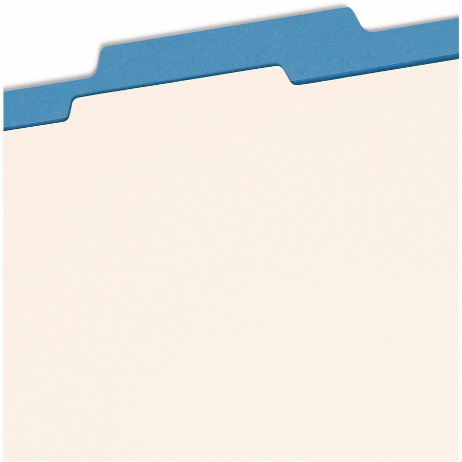 Smead Colored 2/5 Tab Cut Letter Recycled Classification Folder - 8 1/2" x 11" - 2" Expansion - 2 x 2B Fastener(s) - 2" for Folder - Top Tab Location - Right of Center Tab Position - 1 Divider(s) - 14 pt. - 2 Plys - Blue - 10% Recycled - 10 / Box