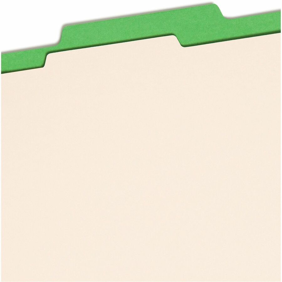 Smead Colored 2/5 Tab Cut Letter Recycled Classification Folder - 8 1/2" x 11" - 2" Expansion - 2 x 2B Fastener(s) - 2" for Folder - Top Tab Location - Right of Center Tab Position - 1 Divider(s) - 14 pt. - 2 Plys - Green - 10% Recycled - 10 / Box