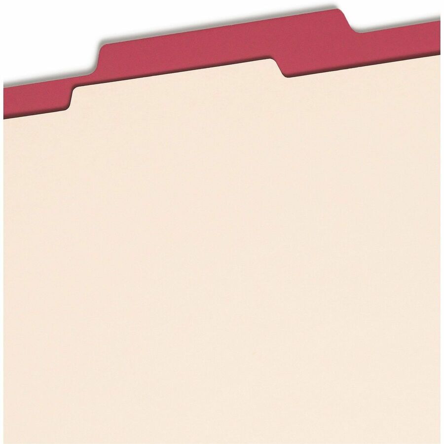 Smead Colored 2/5 Tab Cut Letter Recycled Classification Folder - 8 1/2" x 11" - 2" Expansion - 2 x 2B Fastener(s) - 2" for Folder - Top Tab Location - Right of Center Tab Position - 1 Divider(s) - 14 pt. - 2 Plys - Red - 10% Recycled - 10 / Box