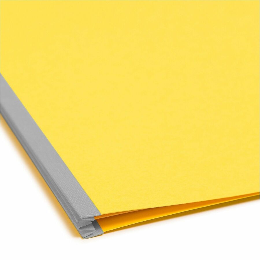 Smead Colored 2/5 Tab Cut Letter Recycled Classification Folder, Yellow, 8.5" x 11", 2" Expansion, 2 Fasteners, 1 Divider, Reinforced Tab, 10% Recycled, 10/Box