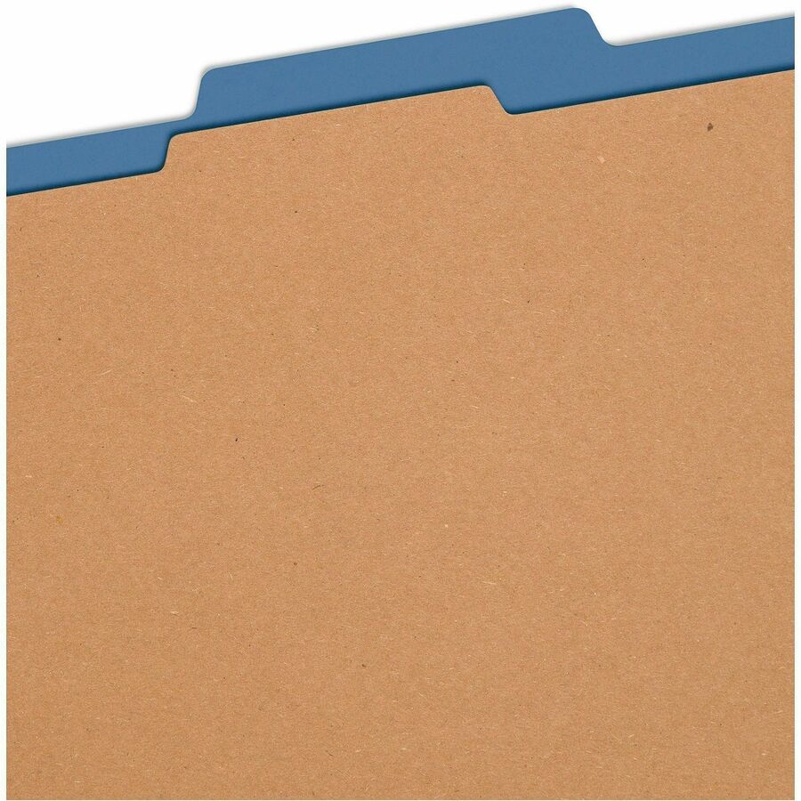 Smead SafeSHIELD 2/5 Tab Cut Letter Size Recycled Classification Folder, 2" Expansion, 1 Divider, 2 Fasteners, Pressboard, Dark Blue, 10/Box