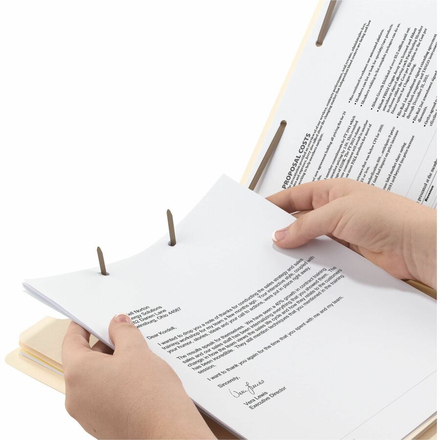 Smead 2/5 Tab Cut Letter Recycled Classification Folder - 8 1/2" x 11" - 2" Expansion - 2 x 2B Fastener(s) - 2" for Folder - Top Tab Location - Right of Center Tab Position - 2 Divider(s) - 18 pt. - 2 Plys - Manila - 10% Recycled - 10 / Box