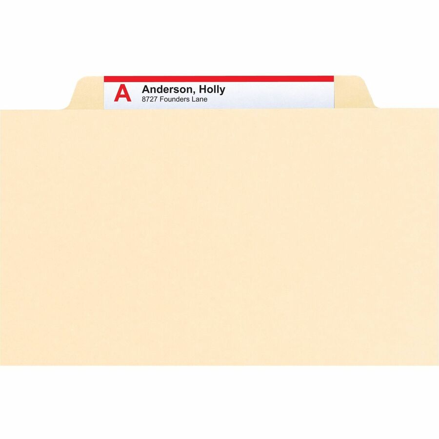 Smead 2/5 Tab Cut Letter Recycled Classification Folder - 8 1/2" x 11" - 2" Expansion - 2 x 2B Fastener(s) - 2" for Folder - Top Tab Location - Right of Center Tab Position - 2 Divider(s) - 18 pt. - 2 Plys - Manila - 10% Recycled - 10 / Box