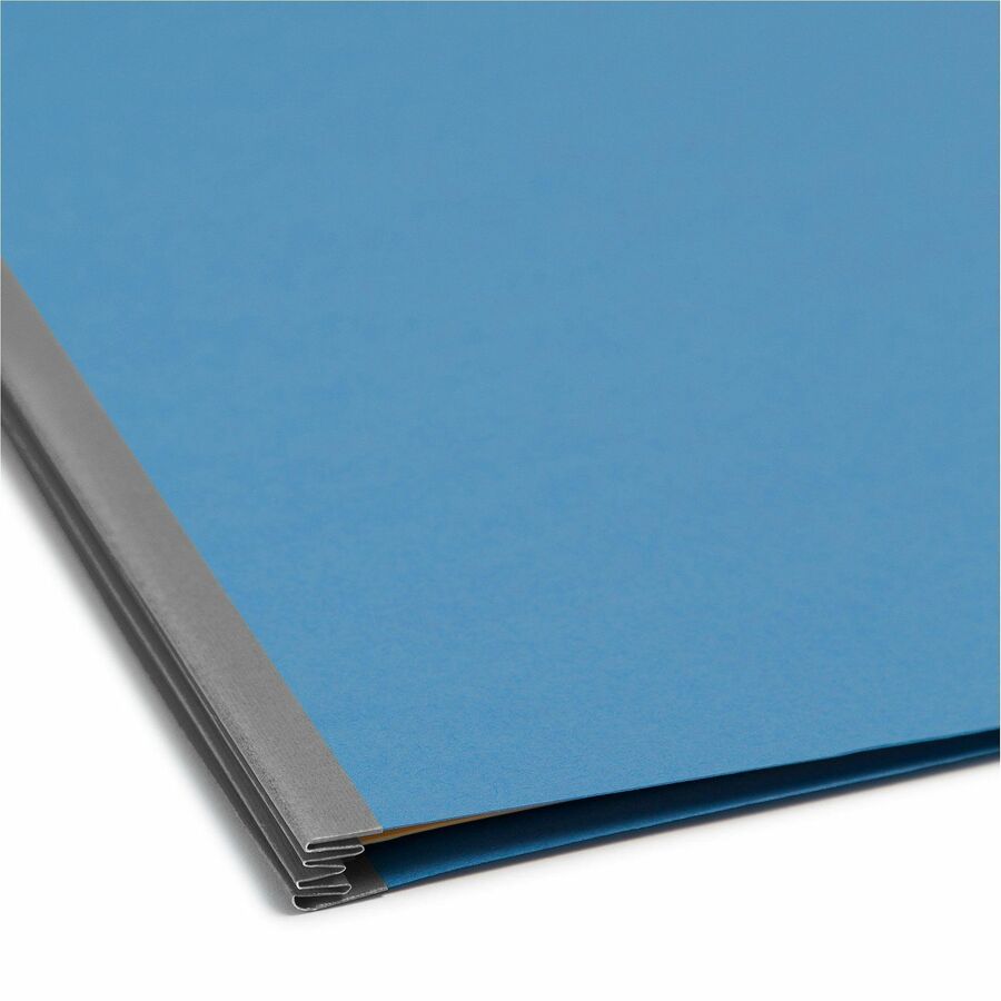Smead Colored 2/5 Tab Cut Letter Recycled Classification Folder, 8.5" x 11", 2" Expansion, 2 Fasteners, 2 Dividers, Blue, Reinforced Tab, 10% Recycled, 10/Box