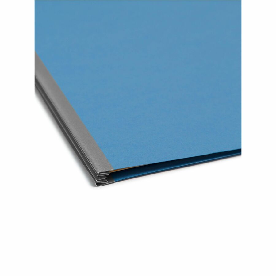 Smead Colored 2/5 Tab Cut Letter Recycled Classification Folder, 8.5" x 11", 2" Expansion, 2 Fasteners, 2 Dividers, Blue, Reinforced Tab, 10% Recycled, 10/Box