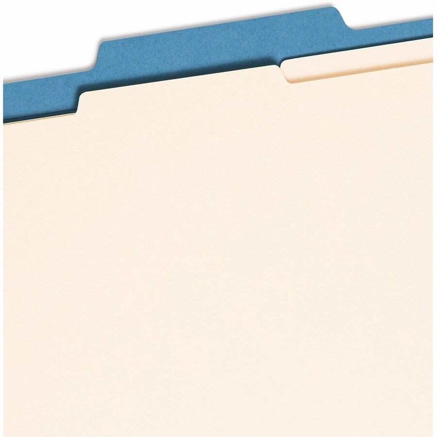 Smead Colored 2/5 Tab Cut Letter Recycled Classification Folder, 8.5" x 11", 2" Expansion, 2 Fasteners, 2 Dividers, Blue, Reinforced Tab, 10% Recycled, 10/Box