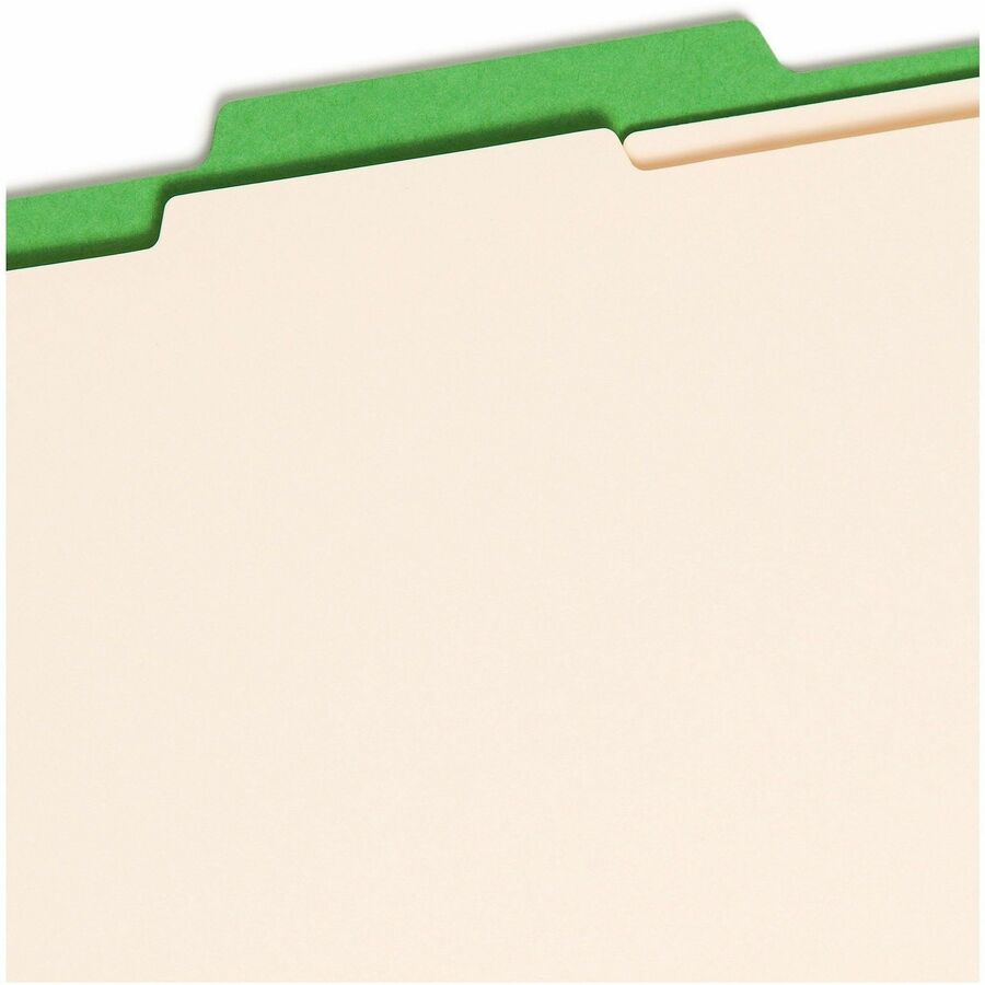 Smead Colored 2/5 Tab Cut Letter Recycled Classification Folders, 8.5" x 11", 2" Expansion, 2 Fasteners, 2 Dividers, Green, 10/Box
