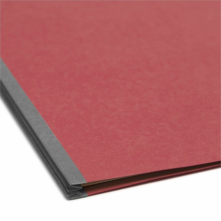 Smead Colored 2/5 Tab Cut Letter Recycled Classification Folder, 8.5" x 11", 2" Expansion, 2 Fasteners, 2 Dividers, Red, 10/Box
