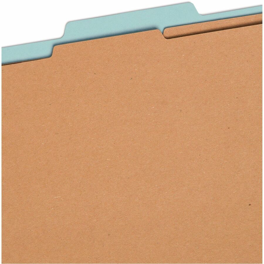 Smead SafeSHIELD 2/5 Tab Cut Letter Size Recycled Classification Folders, 2" Expansion, 2 Fasteners, 2 Dividers, 25 pt. Pressboard, Blue, Heavy Duty, Tear Resistant, 100% Recycled, 10/Box