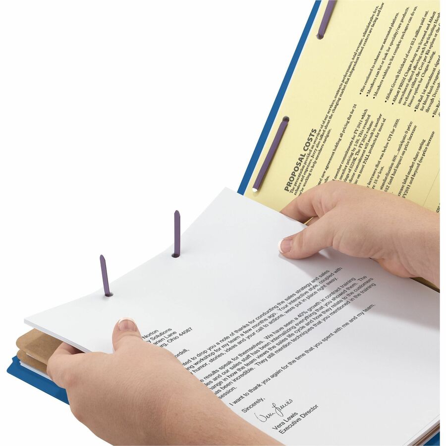 Smead SafeSHIELD 2/5 Tab Cut Letter Size Recycled Classification Folders, 2" Expansion, 2 Fasteners, 2 Dividers, 25 pt. Pressboard, Dark Blue, Heavy Duty, Tear Resistant, 100% Recycled, 10/Box