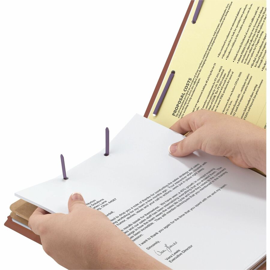 Smead SafeSHIELD 2/5 Tab Cut Letter Size Recycled Classification Folders, 2" Expansion, 2 Fasteners, 2 Dividers, Heavy Duty Pressboard, Red, 100% Recycled, 10/Box