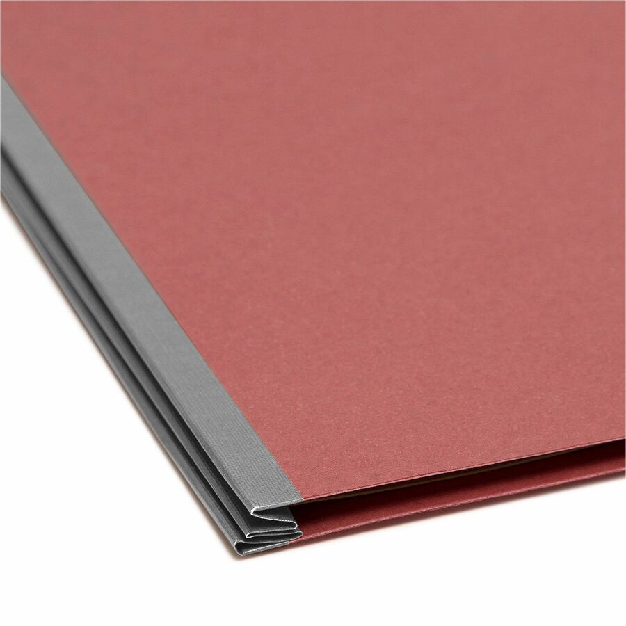 Smead SafeSHIELD 2/5 Tab Cut Letter Size Red Classification Folders, 2" Expansion, 2 Fasteners, 2 Pockets, 2 Dividers, 25 pt. Heavy Duty, 100% Recycled, 10/Box