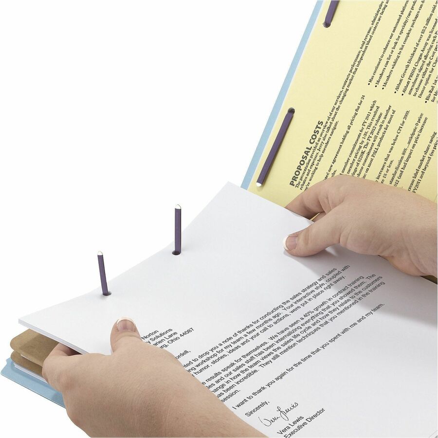 Smead SafeSHIELD 2/5 Tab Cut Letter Recycled Classification Folder, 8.5" x 11", 2" Expansion, 2 Fasteners, 2 Pockets, 2 Dividers, Blue, Heavy Duty, Tear Resistant, 100% Recycled, 10/Box