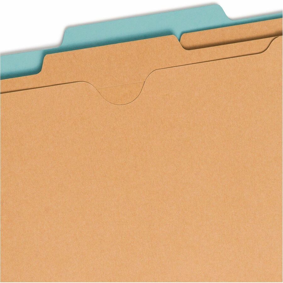Smead SafeSHIELD 2/5 Tab Cut Letter Recycled Classification Folder, 8.5" x 11", 2" Expansion, 2 Fasteners, 2 Pockets, 2 Dividers, Blue, Heavy Duty, Tear Resistant, 100% Recycled, 10/Box