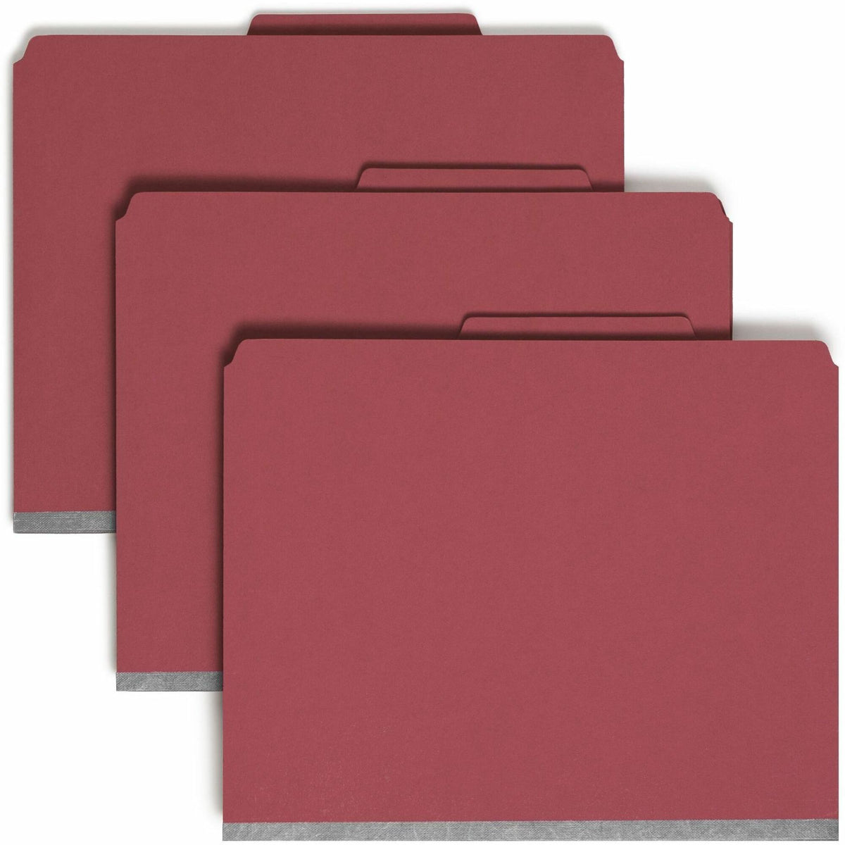 Smead SafeSHIELD 2/5 Tab Cut Letter Recycled Classification Folders, 8.5" x 11", 2" Expansion, 2 Fasteners, 2 Pockets, 2 Dividers, Bright Red, Heavy Duty, Tear Resistant, 100% Recycled, 10/Box