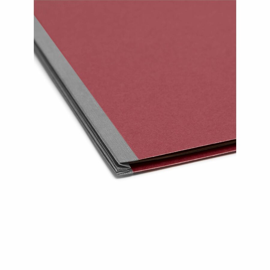 Smead SafeSHIELD 2/5 Tab Cut Letter Recycled Classification Folders, 8.5" x 11", 2" Expansion, 2 Fasteners, 2 Pockets, 2 Dividers, Bright Red, Heavy Duty, Tear Resistant, 100% Recycled, 10/Box