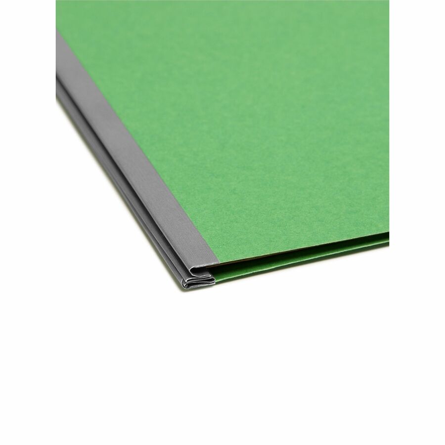 Smead SafeSHIELD 2/5 Tab Cut Letter Size Recycled Classification Folders, 2" Expansion, 2 Fasteners, 2 Pockets, 2 Dividers, Heavy Duty, Green, 100% Recycled, 10/Box