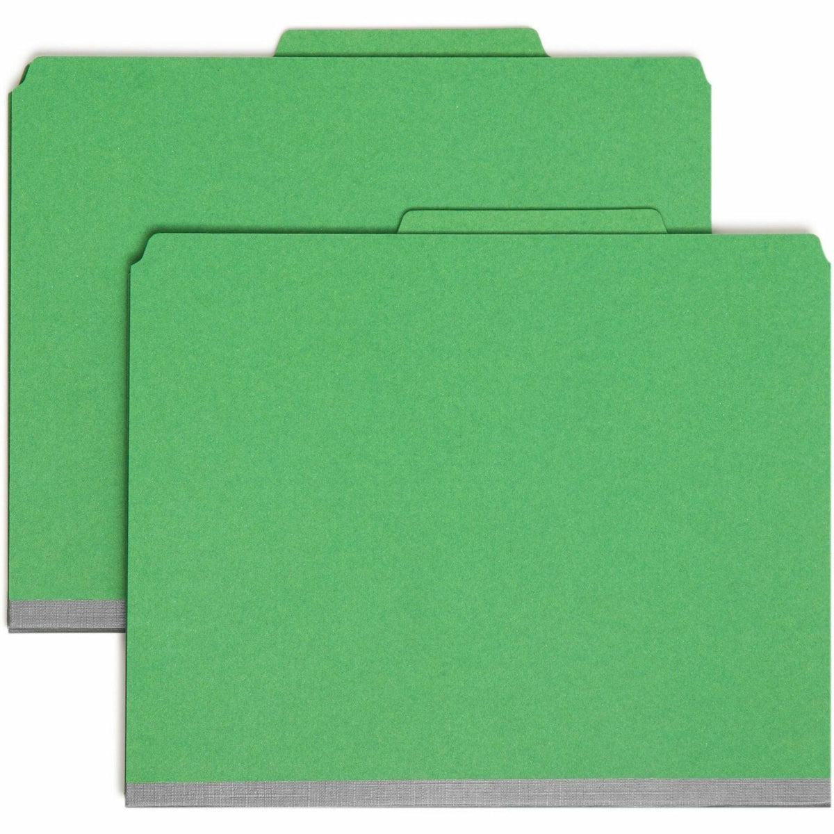 Smead SafeSHIELD 2/5 Tab Cut Letter Size Recycled Classification Folders, 2" Expansion, 2 Fasteners, 2 Pockets, 2 Dividers, Heavy Duty, Green, 100% Recycled, 10/Box