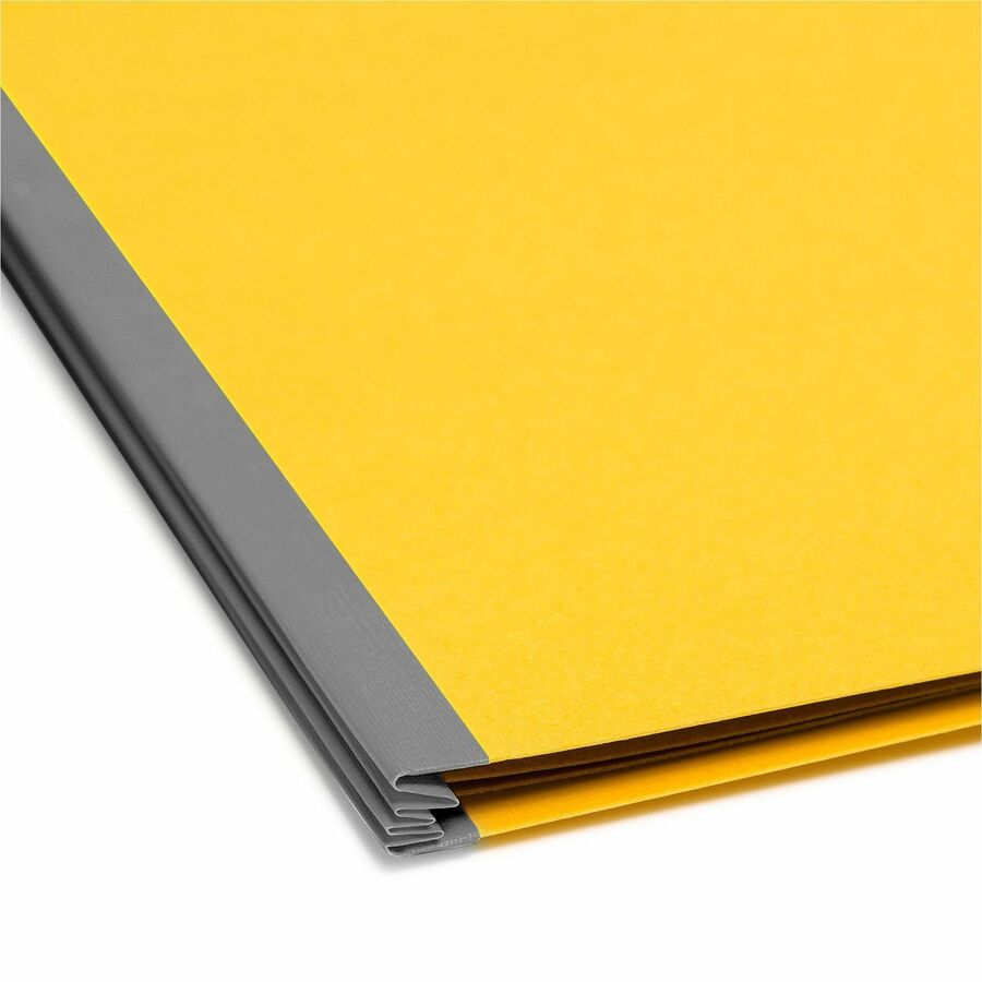 Smead SafeSHIELD 2/5 Tab Cut Letter Size Recycled Classification Folders, 2" Expansion, 2 Fasteners, 2 Pockets, 2 Dividers, Yellow, Heavy Duty, Tear Resistant, 100% Recycled, 10/Box
