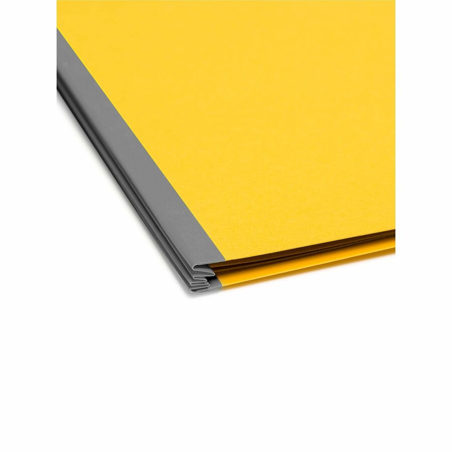 Smead SafeSHIELD 2/5 Tab Cut Letter Size Recycled Classification Folders, 2" Expansion, 2 Fasteners, 2 Pockets, 2 Dividers, Yellow, Heavy Duty, Tear Resistant, 100% Recycled, 10/Box
