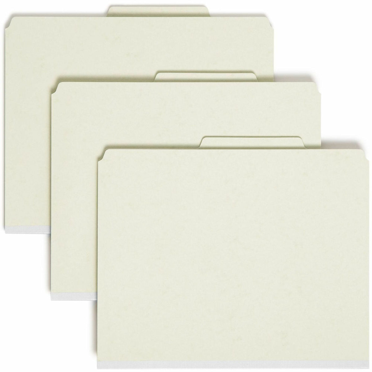 Smead SafeSHIELD 2/5 Tab Cut Letter Size Recycled Classification Folders, 3" Expansion, 3 Dividers, 2 Fasteners, Pressboard, Gray/Green, 100% Recycled, 10/Box