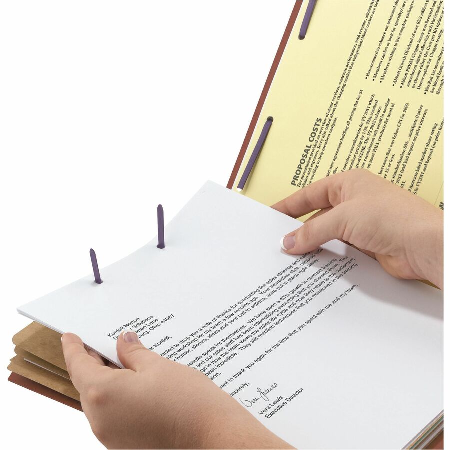 Smead SafeSHIELD 2/5 Tab Cut Letter Size Recycled Classification Folders, 3" Expansion, 3 Dividers, 2 Fasteners, Red, Heavy Duty, 100% Recycled, 10/Box