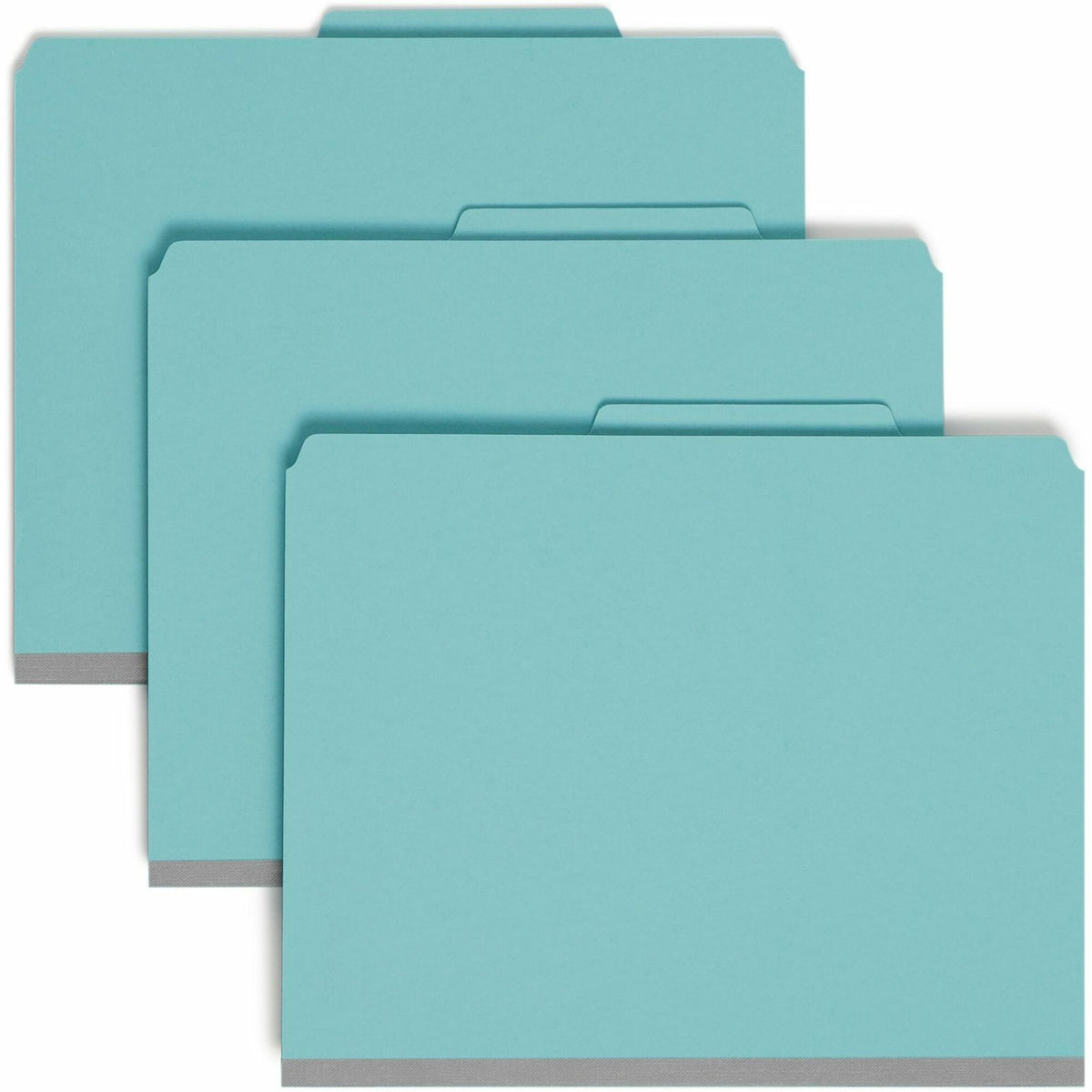 Smead SafeSHIELD 2/5 Tab Cut Letter Size Recycled Classification Folder, 3" Expansion, 2 Fasteners, 3 Dividers, 25 pt. Pressboard, Blue, Heavy Duty, Tear Resistant, 100% Recycled, 10/Box