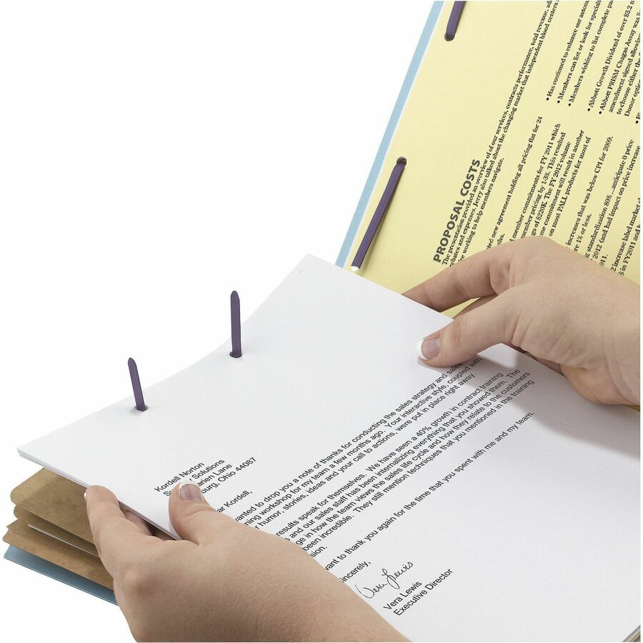 Smead SafeSHIELD 2/5 Tab Cut Letter Size Recycled Classification Folder, 3" Expansion, 2 Fasteners, 3 Dividers, 25 pt. Pressboard, Blue, Heavy Duty, Tear Resistant, 100% Recycled, 10/Box