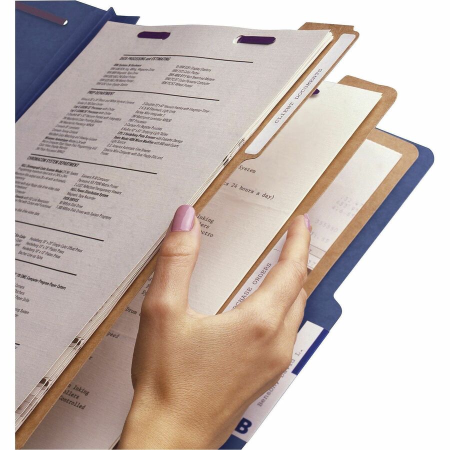 Smead SafeSHIELD 2/5 Tab Cut Letter Size Recycled Classification Folder, 3" Expansion, 3 Dividers, 2 Fasteners, Dark Blue, Heavy Duty, Tear Resistant, 100% Recycled, 10/Box