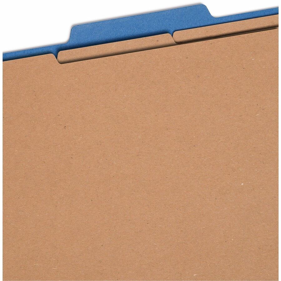Smead SafeSHIELD 2/5 Tab Cut Letter Size Recycled Classification Folder, 3" Expansion, 3 Dividers, 2 Fasteners, Dark Blue, Heavy Duty, Tear Resistant, 100% Recycled, 10/Box