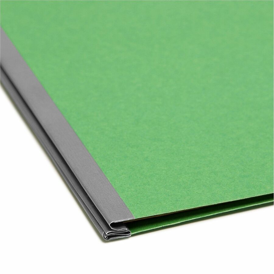 Smead SafeSHIELD 2/5 Tab Letter Size Recycled Classification Folders, 3 Dividers, 2 Fasteners, 3" Expansion, Green, Heavy Duty, 100% Recycled, 10/Box