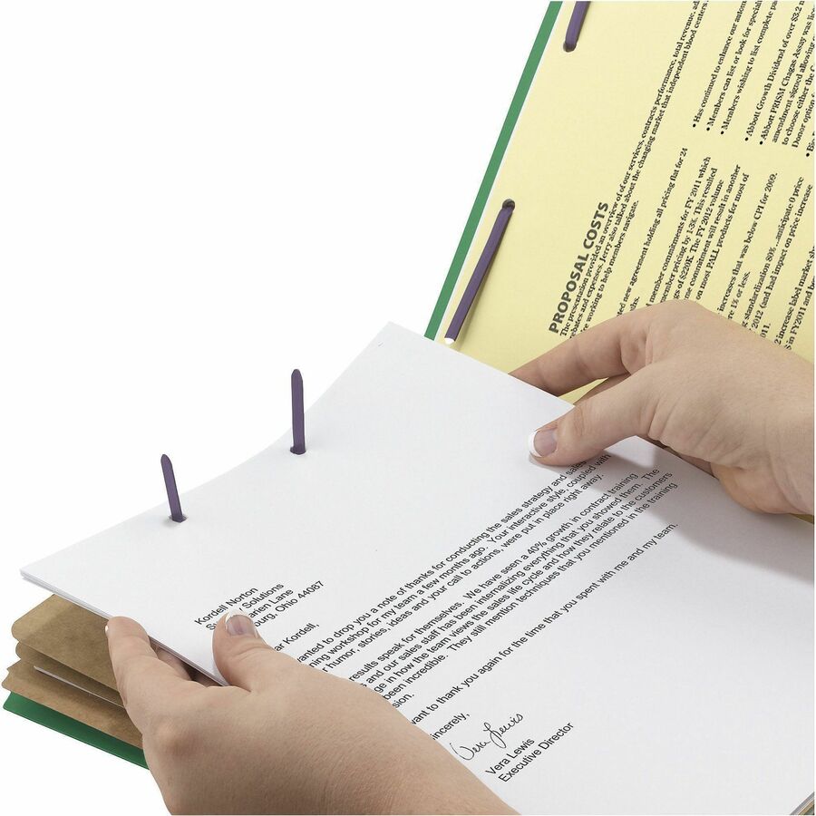 Smead SafeSHIELD 2/5 Tab Letter Size Recycled Classification Folders, 3 Dividers, 2 Fasteners, 3" Expansion, Green, Heavy Duty, 100% Recycled, 10/Box