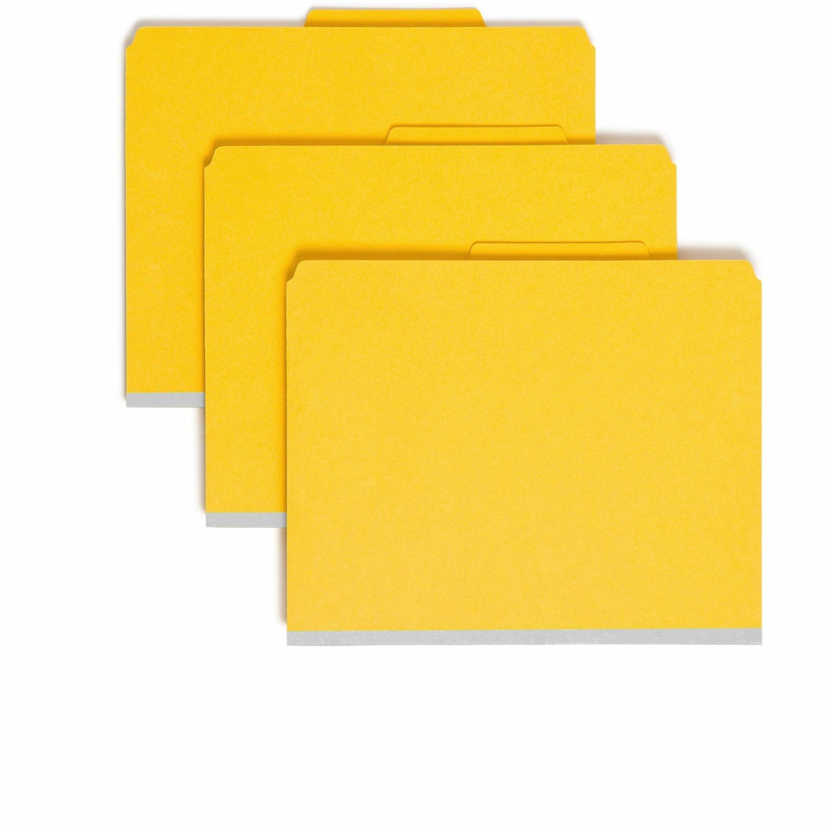 Smead SafeSHIELD 2/5 Tab Letter Size Recycled Classification Folders, 3 Dividers, 2 Fasteners, 3" Expansion, Yellow, Heavy Duty, 100% Recycled, 10/Box