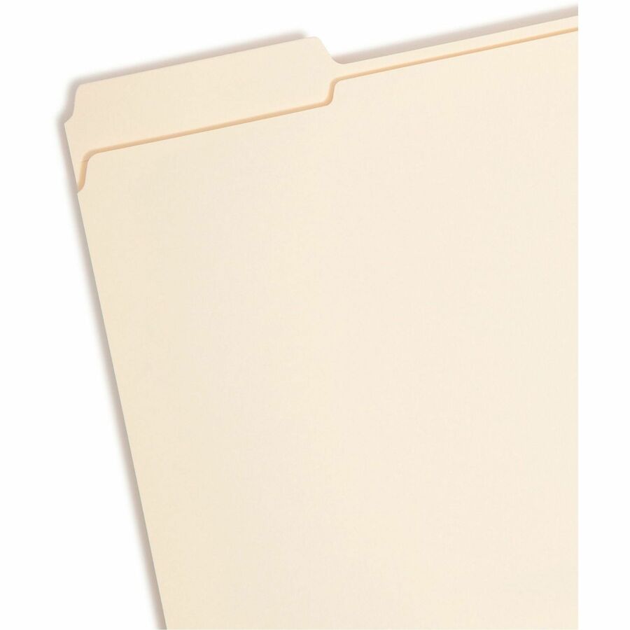 Smead 1/3 Tab Cut Letter Recycled Fastener Folder - 8 1/2" x 11" - 3/4" Expansion - 1 x 2K Fastener(s) - 2" for Folder - Top Tab Location - Assorted Tab Position - 11 pt. - 2 Plys - Manila - Reinforced Tab - 10% Recycled - 50 / Box