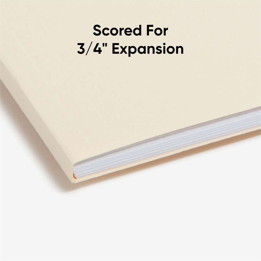 Smead 1/3 Tab Cut Letter Recycled Fastener Folder - 8 1/2" x 11" - 3/4" Expansion - 2 x 2K Fastener(s) - 2" for Folder - Top Tab Location - Assorted Tab Position - 11 pt. - 2 Plys - Manila - Reinforced Tab - 10% Recycled - 50 / Box