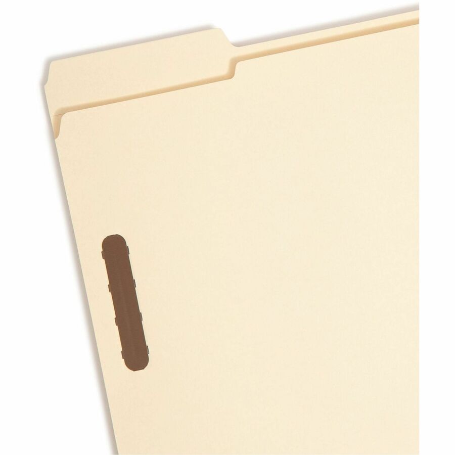 Smead 1/3 Tab Cut Letter Recycled Fastener Folder - 8 1/2" x 11" - 3/4" Expansion - 2 x 2K Fastener(s) - 2" for Folder - Top Tab Location - Assorted Tab Position - 11 pt. - 2 Plys - Manila - Acid-free, Reinforced Tab - 100% Recycled - 50 / Box