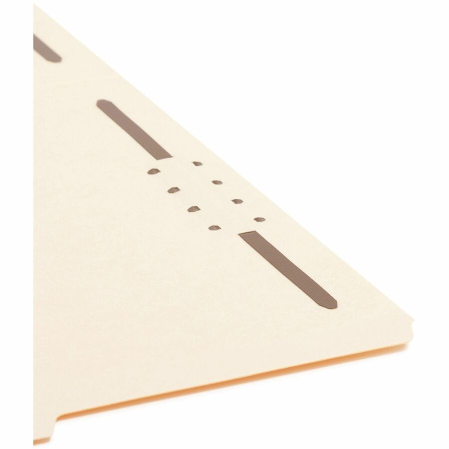 Smead 2/5 Tab Cut Letter Recycled Fastener Folder - 8 1/2" x 11" - 3/4" Expansion - 2 x 2K Fastener(s) - 2" for Folder - Top Tab Location - Right of Center Tab Position - 11 pt. - 2 Plys - Manila - Reinforced Tab - 10% Recycled - 50 / Box