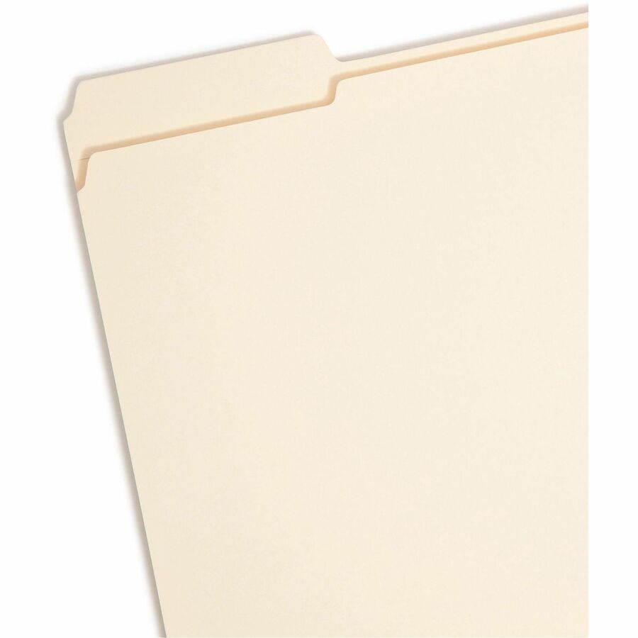 Smead 1/3 Tab Cut Letter Recycled Fastener Folder - 8 1/2" x 11" - 1 1/2" Expansion - 2 x 2B Fastener(s) - 1 1/2" for Folder - Top Tab Location - Assorted Tab Position - 14 pt. - 2 Plys - Manila - Reinforced Tab - 10% Recycled - 50 / Box