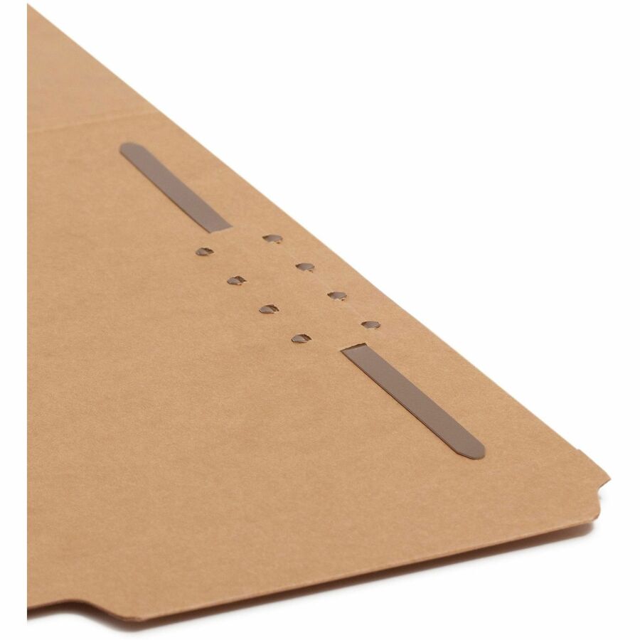 Smead Straight Tab Cut Letter Recycled Fastener Folder, 8.5" x 11", 3/4" Expansion, 1 x 2K Fastener, 2" Capacity, 11 pt. Kraft, 2 Ply, Assorted Tab Position, 10% Recycled, 50/Box