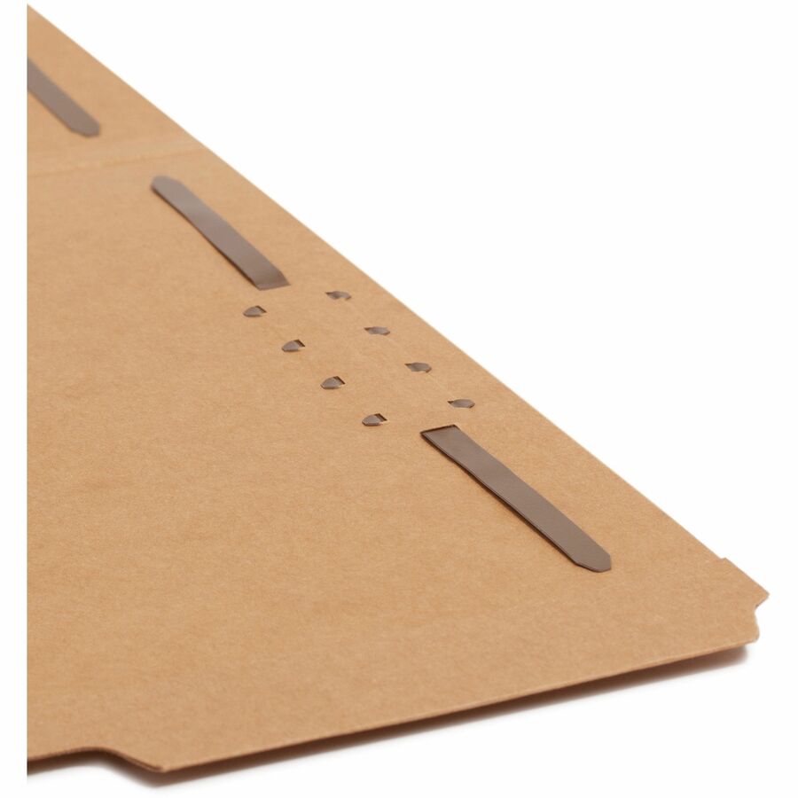 Smead 1/3 Tab Cut Letter Recycled Fastener Folder - 8 1/2" x 11" - 3/4" Expansion - 2 x 2K Fastener(s) - 2" for Folder - Top Tab Location - Assorted Tab Position - 11 pt. - 2 Plys - Kraft - Reinforced Tab - 10% Recycled - 50 / Box