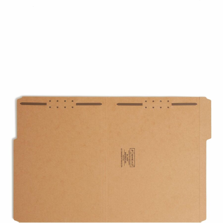 Smead 1/3 Tab Cut Letter Recycled Fastener Folder - 8 1/2" x 11" - 3/4" Expansion - 2 x 2K Fastener(s) - 2" for Folder - Top Tab Location - Assorted Tab Position - 11 pt. - 2 Plys - Kraft - Reinforced Tab - 10% Recycled - 50 / Box