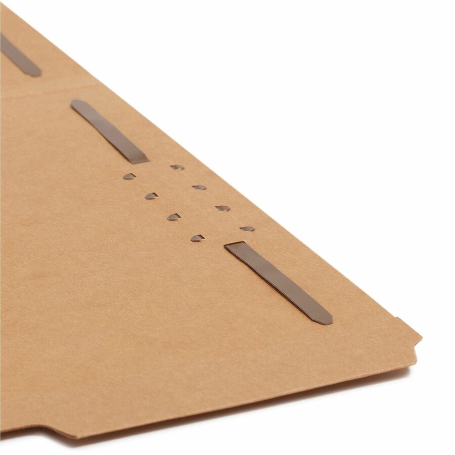 Smead 1/3 Tab Cut Letter Recycled Fastener Folder - 8 1/2" x 11" - 3/4" Expansion - 2 x 2K Fastener(s) - 2" for Folder - Top Tab Location - Assorted Tab Position - 11 pt. - 2 Plys - Kraft - Reinforced Tab - 10% Recycled - 50 / Box