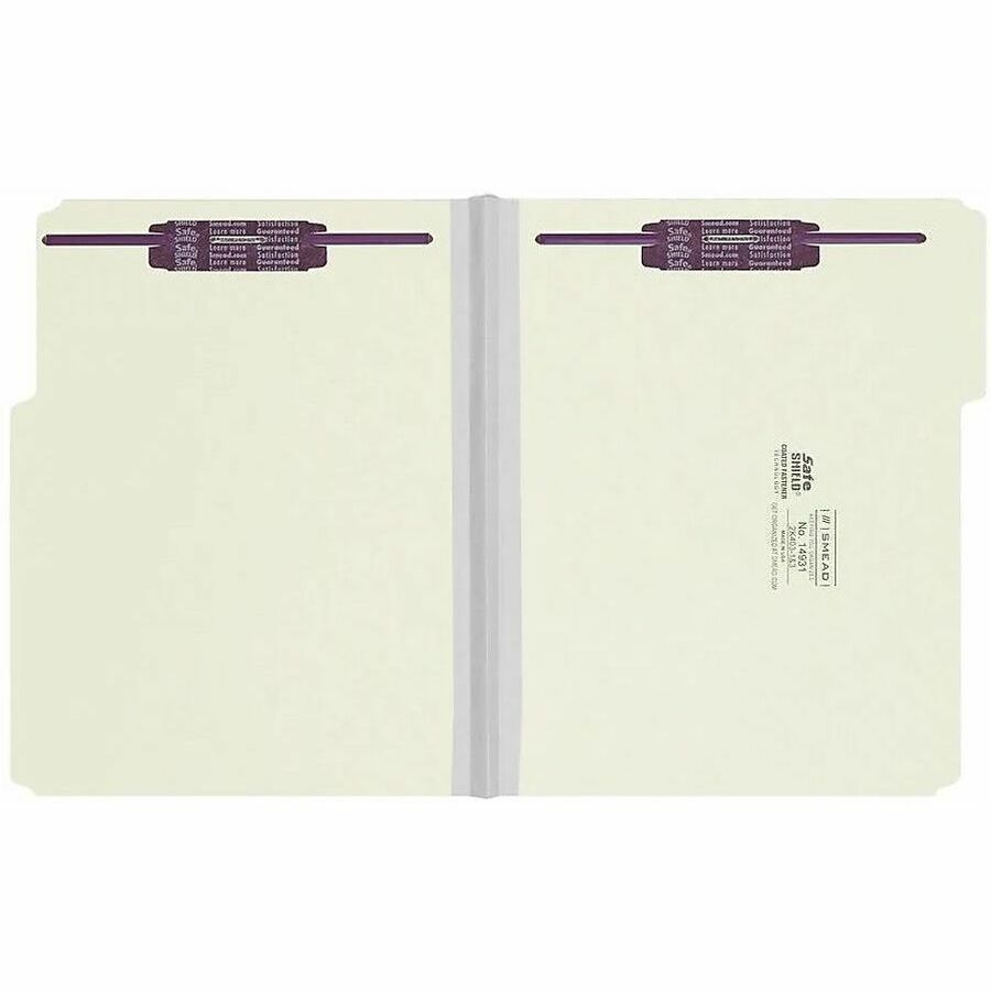 Smead 1/3 Tab Cut Letter Recycled Fastener Folder - 8 1/2" x 11" - 1" Expansion - 2 x 2S Fastener(s) - 2" for Folder - Top Tab Location - Assorted Tab Position - 25 pt. - Pressboard - Gray, Green - 100% Recycled - 25 / Box