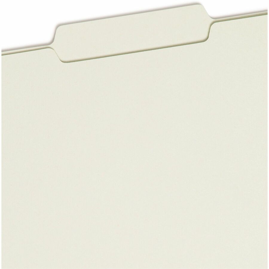 Smead 2/5 Tab Cut Letter Recycled Fastener Folder - 8 1/2" x 11" - 1" Expansion - 2 x 2S Fastener(s) - 2" for Folder - Top Tab Location - Right of Center Tab Position - 25 pt. - Pressboard - Gray, Green - 100% Recycled - 25 / Box