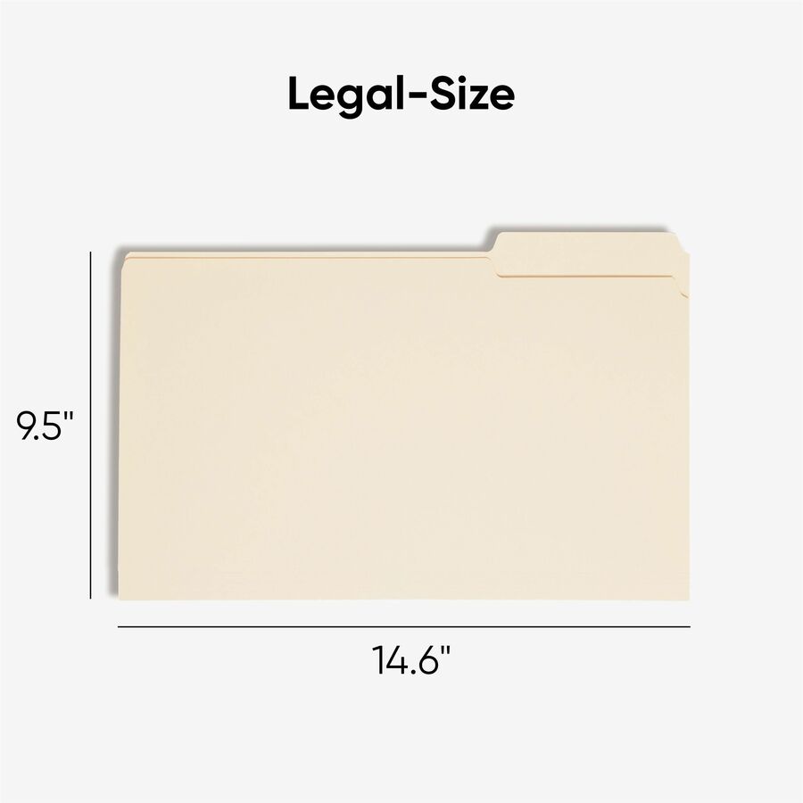 Smead 1/3 Tab Cut Legal Recycled Top Tab File Folder - 8 1/2" x 14" - 3/4" Expansion - Top Tab Location - Assorted Tab Position - 11 pt. - 1 Plys - Manila - 10% Recycled - 100 / Box
