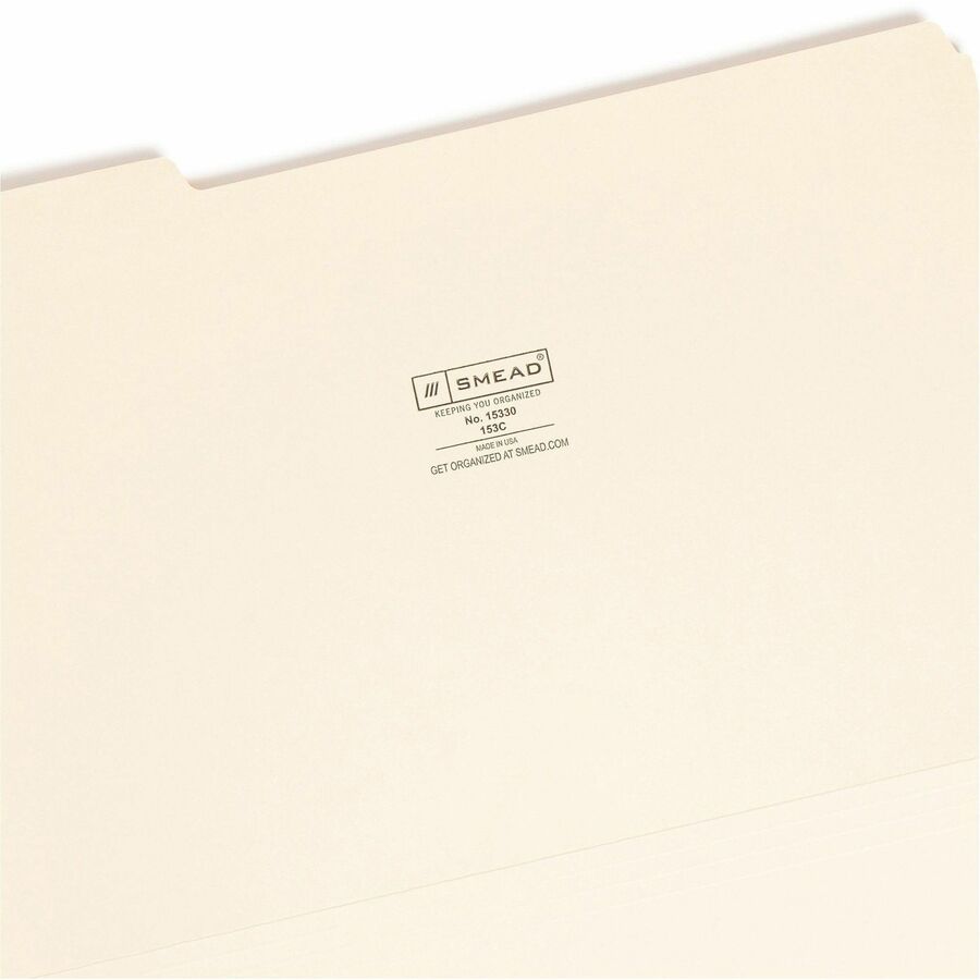 Smead 1/3 Tab Cut Legal Recycled Top Tab File Folder - 8 1/2" x 14" - 3/4" Expansion - Top Tab Location - Assorted Tab Position - 11 pt. - 1 Plys - Manila - 10% Recycled - 100 / Box