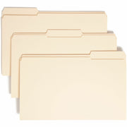 Smead 1/3 Tab Cut Legal Recycled Top Tab File Folder - 8 1/2" x 14" - 3/4" Expansion - Top Tab Location - Assorted Tab Position - 11 pt. - 2 Plys - Manila - Reinforced, Rounded Corner, Durable, Reinforced Tab - 10% Recycled - 100 / Box